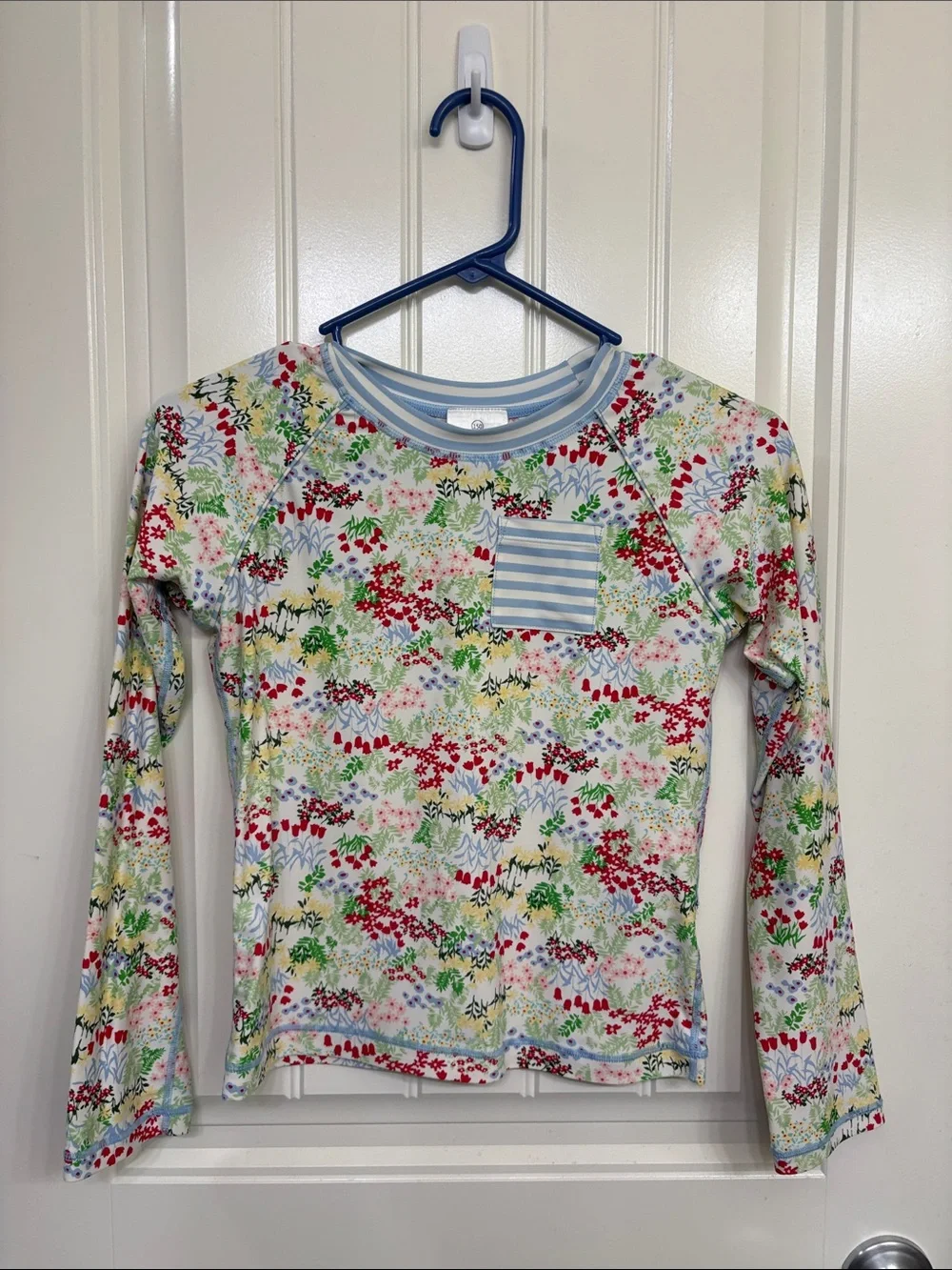 Hanna Andersson Kids Floral Rashguard - White with Red, Green, Blue Accents